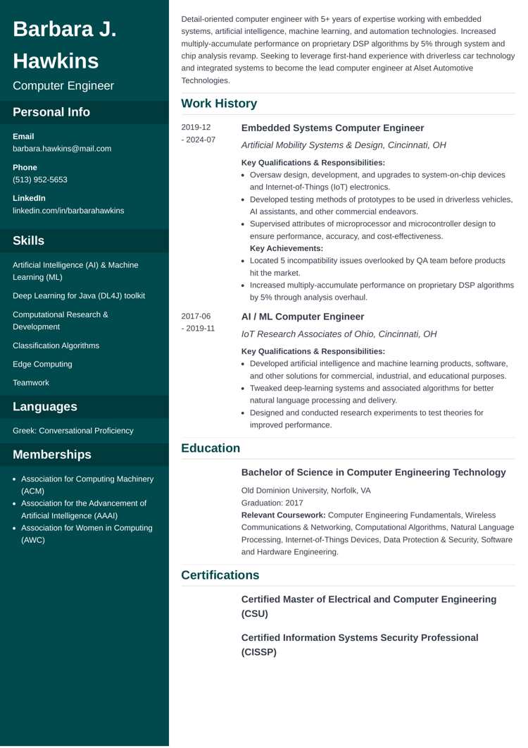 Modern resume template preview